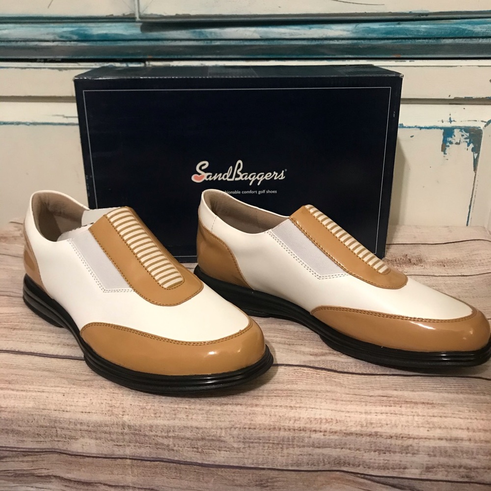NIB super comfortable Sandbagger leather woman’s slip on golf shoes
